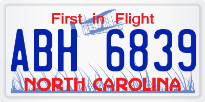 NC license plate ABH6839