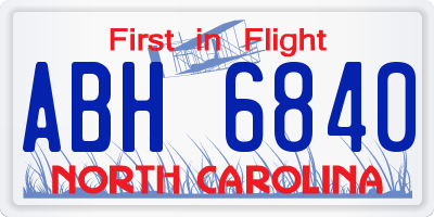 NC license plate ABH6840