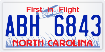 NC license plate ABH6843