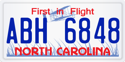 NC license plate ABH6848