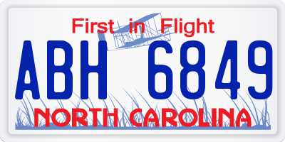 NC license plate ABH6849
