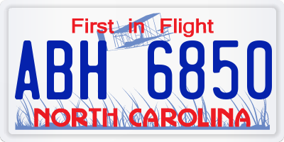 NC license plate ABH6850
