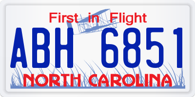 NC license plate ABH6851