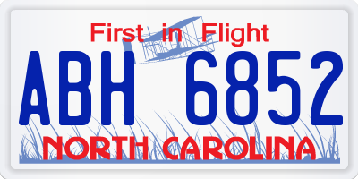 NC license plate ABH6852