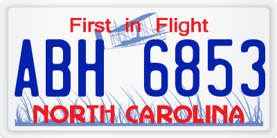 NC license plate ABH6853