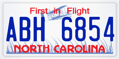 NC license plate ABH6854