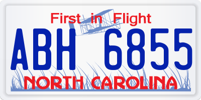 NC license plate ABH6855