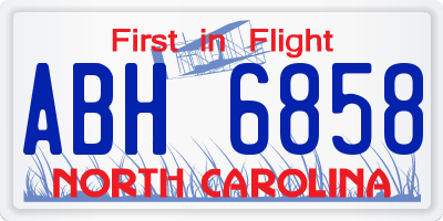 NC license plate ABH6858