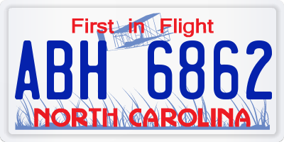 NC license plate ABH6862