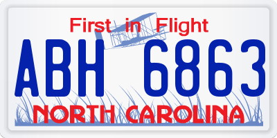 NC license plate ABH6863