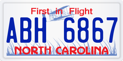 NC license plate ABH6867