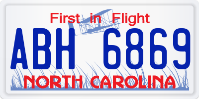 NC license plate ABH6869