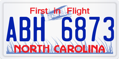 NC license plate ABH6873