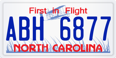 NC license plate ABH6877