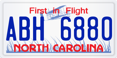 NC license plate ABH6880