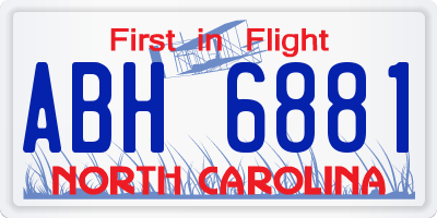 NC license plate ABH6881