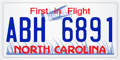 NC license plate ABH6891