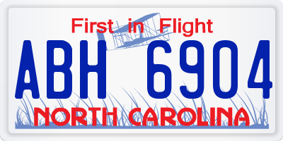 NC license plate ABH6904