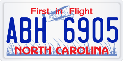 NC license plate ABH6905