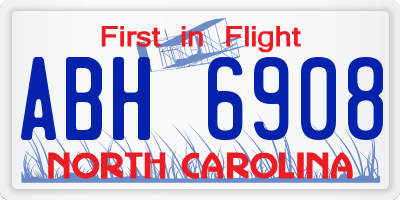 NC license plate ABH6908