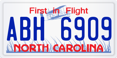 NC license plate ABH6909