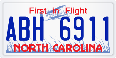 NC license plate ABH6911