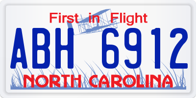 NC license plate ABH6912