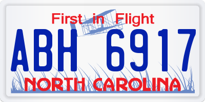 NC license plate ABH6917