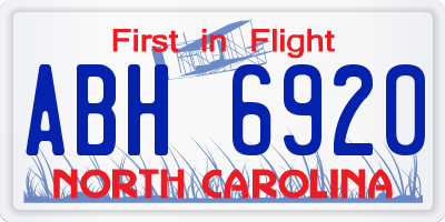 NC license plate ABH6920