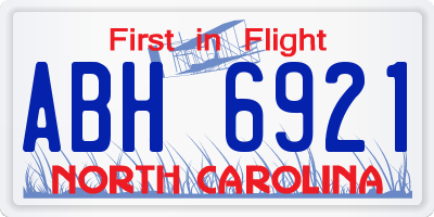 NC license plate ABH6921