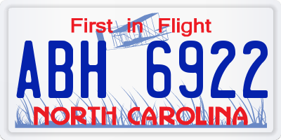 NC license plate ABH6922