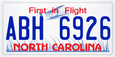NC license plate ABH6926