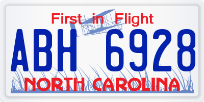 NC license plate ABH6928