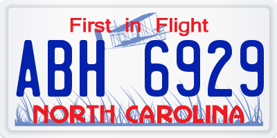 NC license plate ABH6929