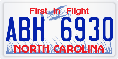 NC license plate ABH6930