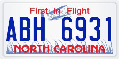 NC license plate ABH6931
