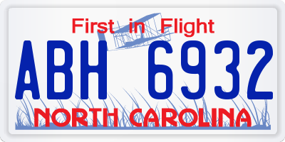 NC license plate ABH6932