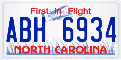 NC license plate ABH6934