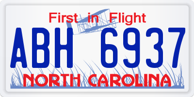 NC license plate ABH6937