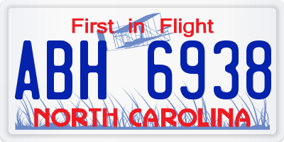 NC license plate ABH6938