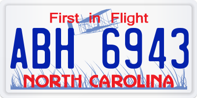 NC license plate ABH6943