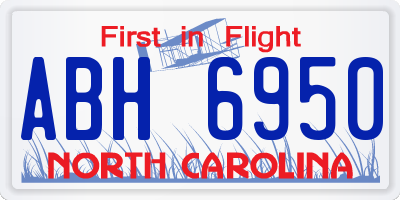 NC license plate ABH6950