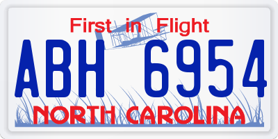 NC license plate ABH6954