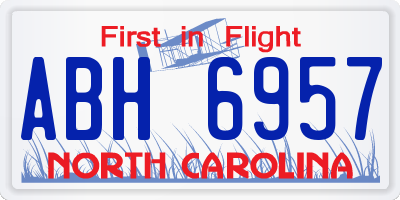 NC license plate ABH6957