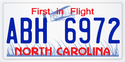 NC license plate ABH6972