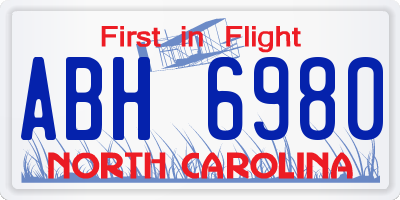 NC license plate ABH6980