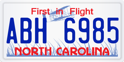 NC license plate ABH6985