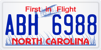 NC license plate ABH6988
