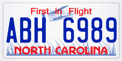 NC license plate ABH6989