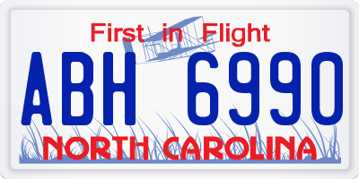 NC license plate ABH6990